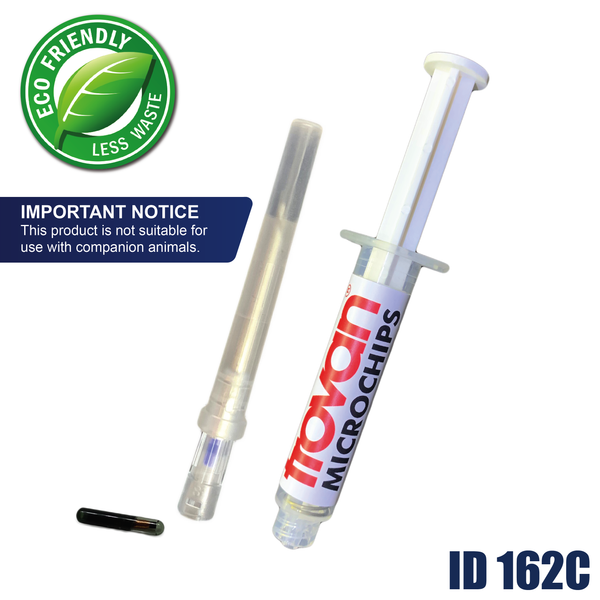 Trovan ID162C 11.5mm × 2.1mm ISO FDX-B aquaculture microchip PIT tag for broodstock and fisheries research requiring ISO compliance