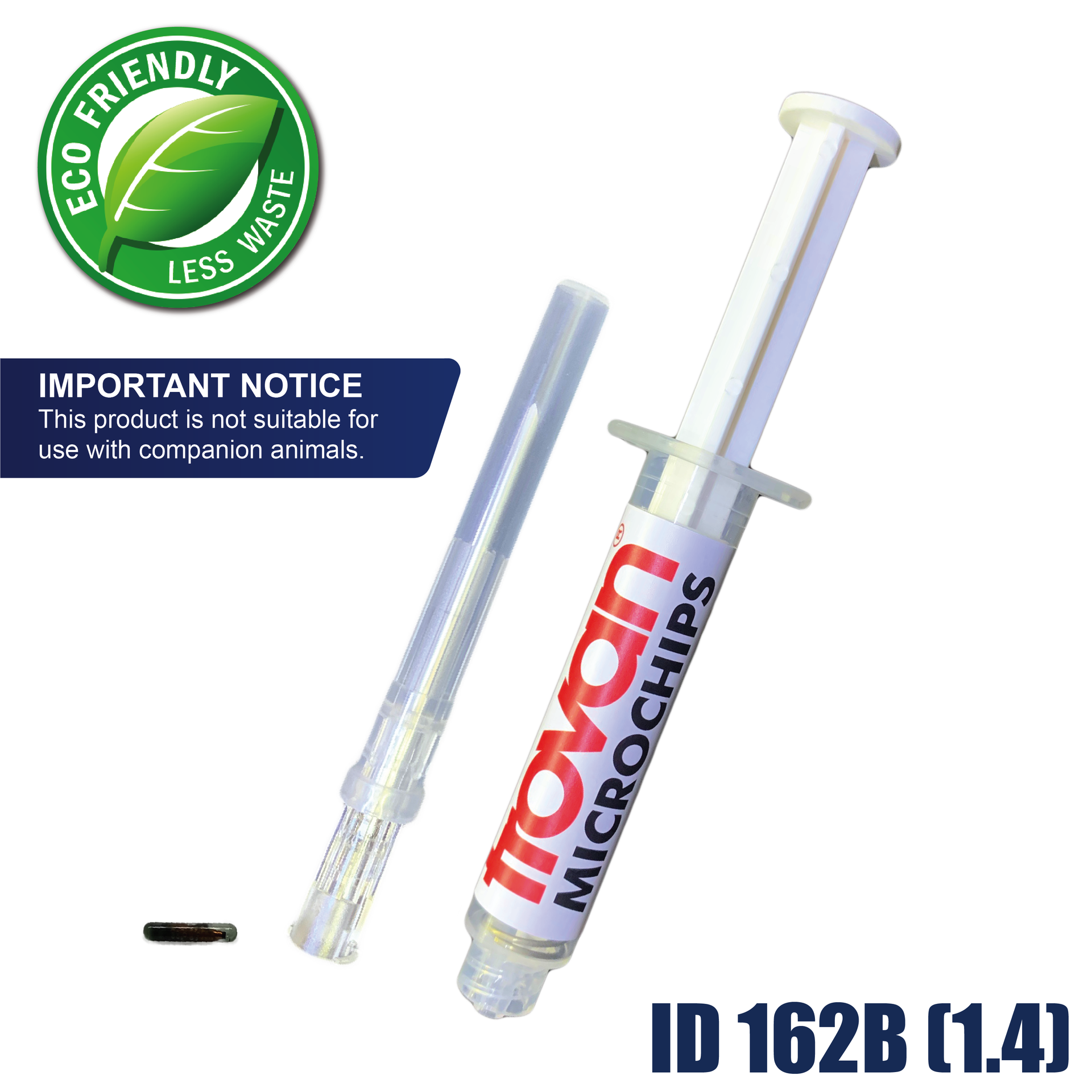 Trovan ID162B Midi 8mm × 1.4mm ISO FDX-B aquaculture microchip PIT tag for juvenile fish, fingerlings and small aquaculture stock requiring ISO compliance