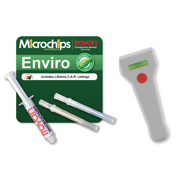 Trovan vet starter bundle 50 Enviro chips with LID-810BT Bluetooth handheld microchip reader