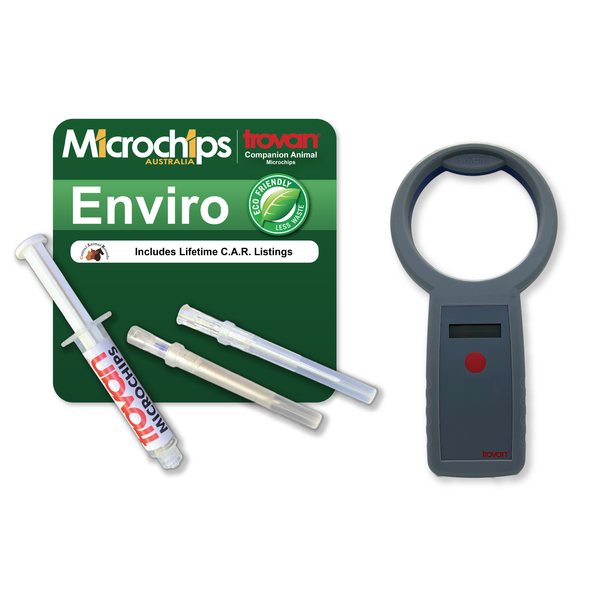 Trovan vet microchip bundle 50 Enviro chips with LID-575 handheld reader for FDX-B FDX-A and NLIS HDX tags