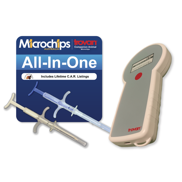 Trovan vet microchip bundle 50 All-In-One chips with LID-574 premium handheld reader