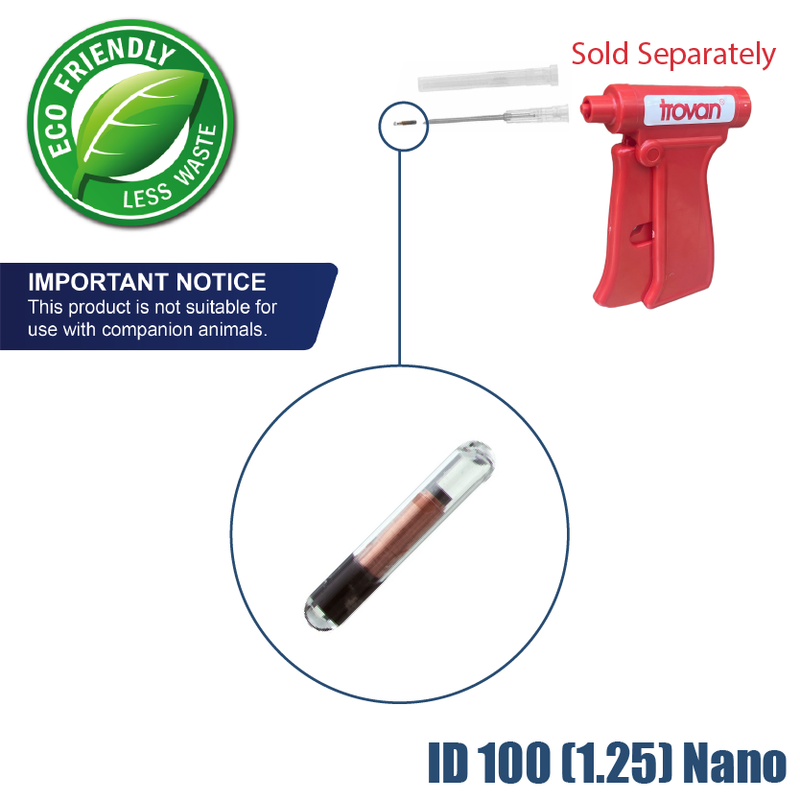 Trovan ID100 Nano 8mm × 1.25mm FDX-A smallest implantable aquaculture PIT tag microchip for fingerlings, juvenile fish and small crustaceans